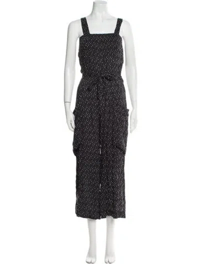 Pre-owned Malia Mills Printed Square Neckline Jumpsuit In Black