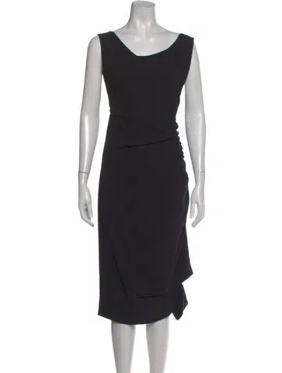 Pre-owned Malia Mills Scoop Neck Midi Length Dress In Black