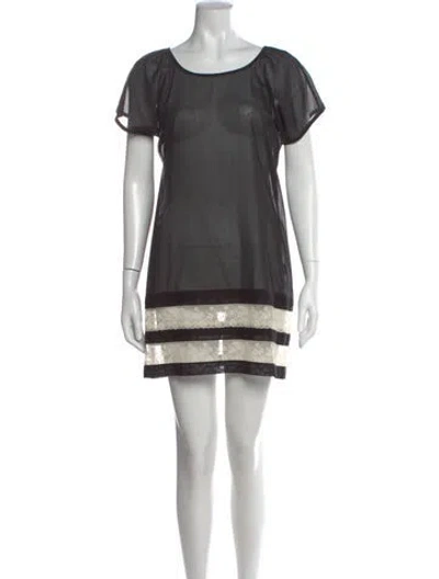 Pre-owned Malia Mills Scoop Neck Mini Dress In Gray