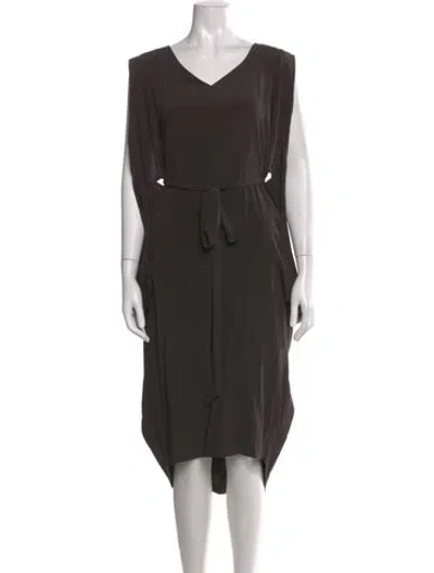 Pre-owned Malia Mills Silk Midi Length Dress In Black
