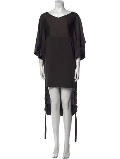 Pre-owned Malia Mills Silk Midi Length Dress In Gray