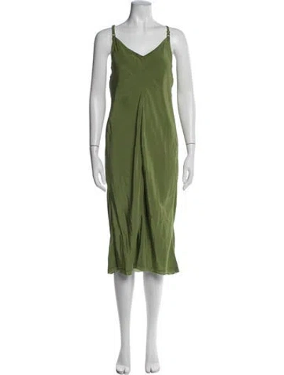 Pre-owned Malia Mills Silk Midi Length Dress W/ Tags In Green