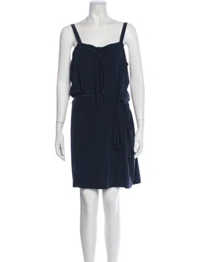 Pre-owned Malia Mills Silk Mini Dress In Blue