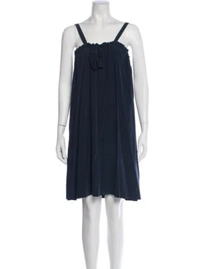 Pre-owned Malia Mills Silk Mini Dress In Blue