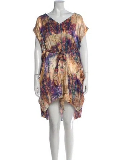 Pre-owned Malia Mills Silk Mini Dress In Purple