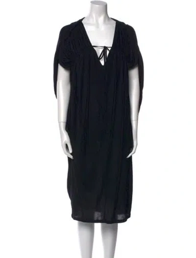 Pre-owned Malia Mills Square Neckline Knee-length Dress In Black