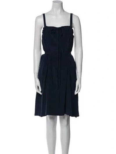Pre-owned Malia Mills Square Neckline Knee-length Dress In Blue