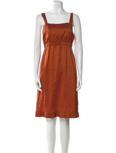 Pre-owned Malia Mills Square Neckline Knee-length Dress In Red