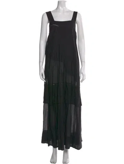 Pre-owned Malia Mills Square Neckline Long Dress In Black