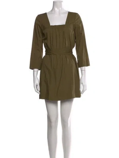 Pre-owned Malia Mills Square Neckline Mini Dress In Green