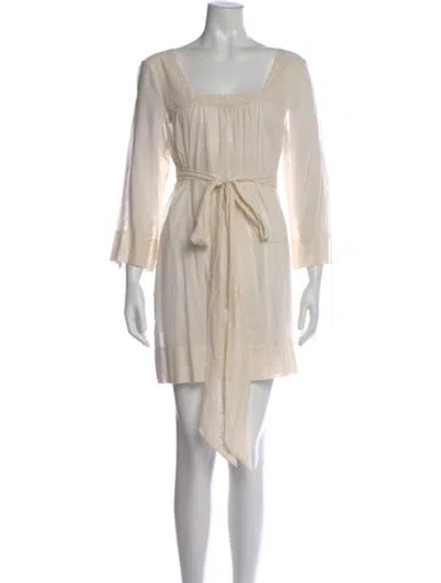 Pre-owned Malia Mills Square Neckline Mini Dress In Neutral