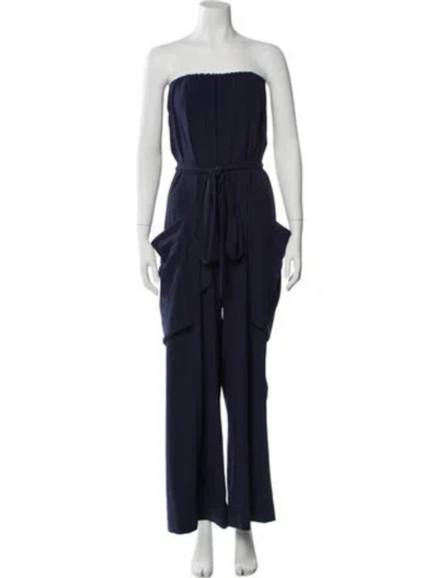 Pre-owned Malia Mills Strapless Jumpsuit In Blue