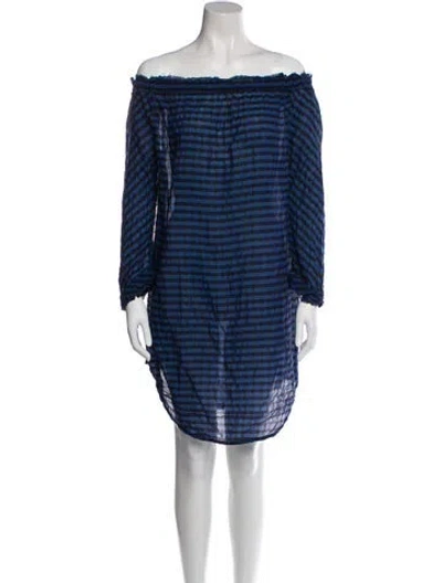 Pre-owned Malia Mills Striped Mini Dress In Blue