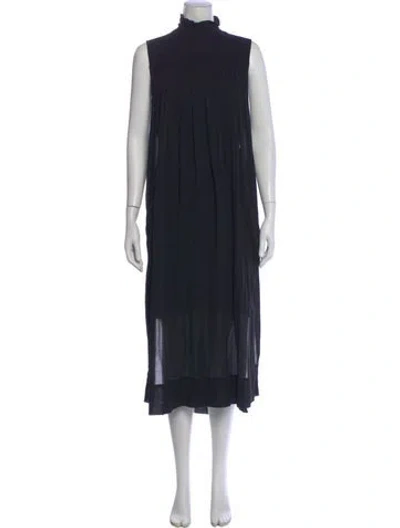 Pre-owned Malia Mills Turtleneck Long Dress In Blue