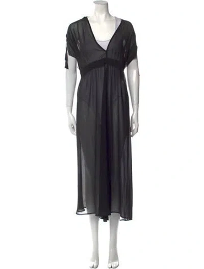 Pre-owned Malia Mills V-neck Long Dress In Black