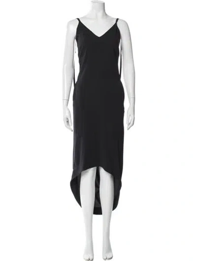 Pre-owned Malia Mills V-neck Long Dress In Gray