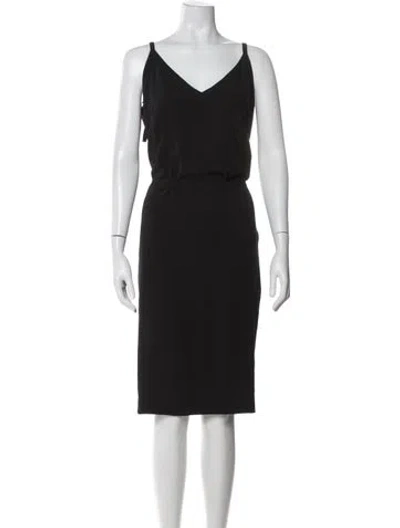 Pre-owned Malia Mills V-neck Midi Length Dress In Brown