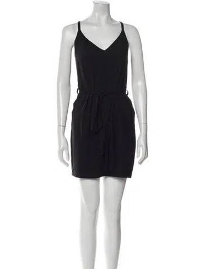 Pre-owned Malia Mills V-neck Mini Dress In Black