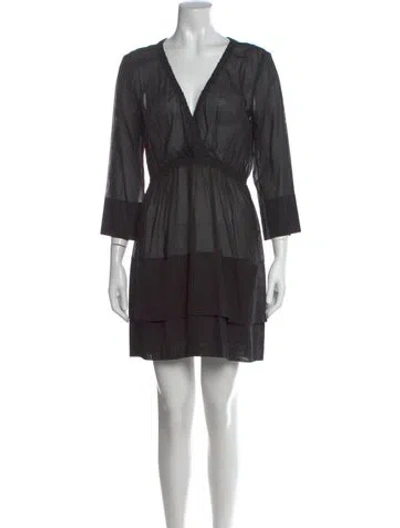 Pre-owned Malia Mills V-neck Mini Dress In Black