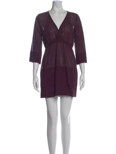Pre-owned Malia Mills V-neck Mini Dress In Purple