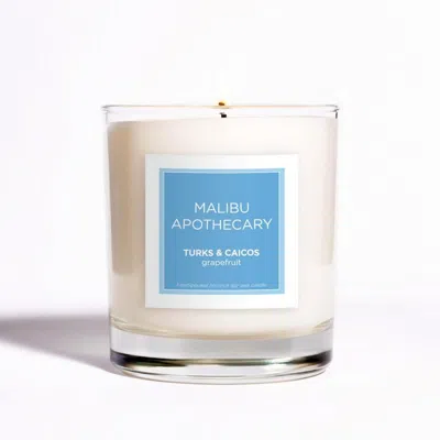 Malibu Apothecary Clear Gloss X Blue Candle - Turks & Caicos In White
