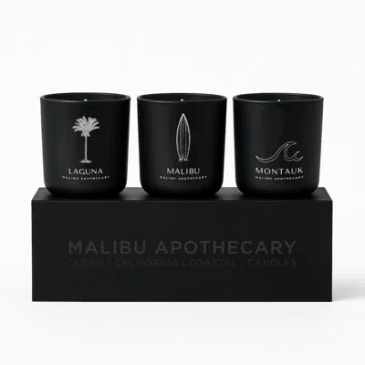 Malibu Apothecary Votive Discovery Set - Laguna Beach | Malibu Beach | Montauk In Black