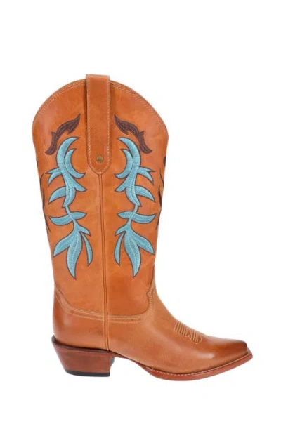 Malibu Beach Premium Western Leather Boots Loni In Orange