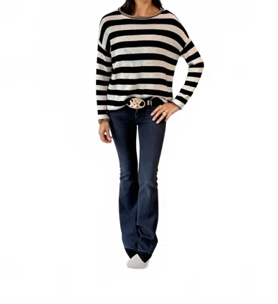 Malibu Road Coastal Luxe Stripe Knit Sweater In Blue