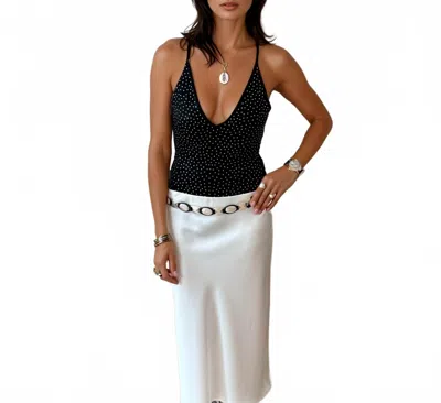 Malibu Road Sparkle Halter Bodysuit In Midnight Black