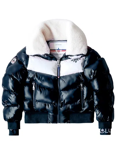 Malibu Ski Club Apres Slick Bomber Jacket In Blue