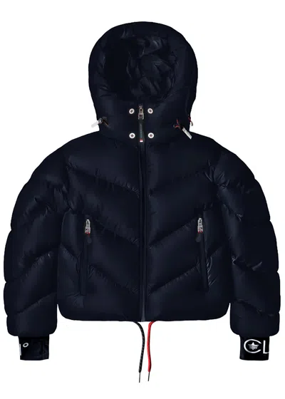 Malibu Ski Club Aspen Cropped Puffer Jacket In Blue