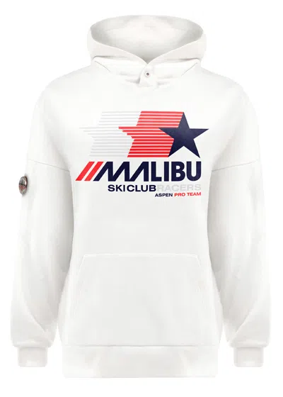 Malibu Ski Club Racer Hooded Sweatshirt In White