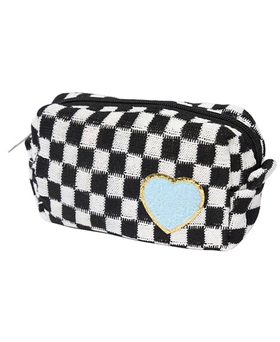 Malibu Sugar Kids' Checkered Cosmetic Bag In Black-white