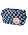 Malibu Sugar Kids' Checkered Cosmetic Bag In Blue-black