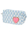 Malibu Sugar Checkered Cosmetic Bag In Blue-white