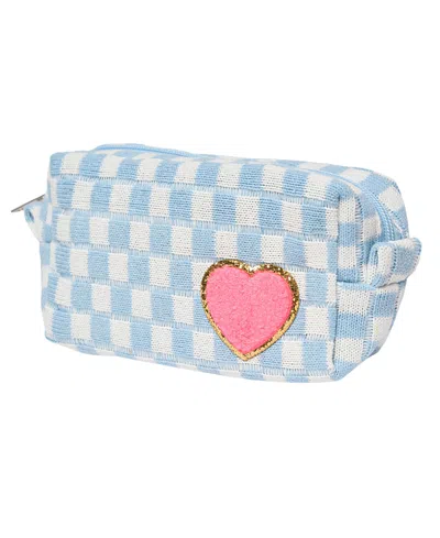 Malibu Sugar Kids' Checkered Cosmetic Bag In Blue-white