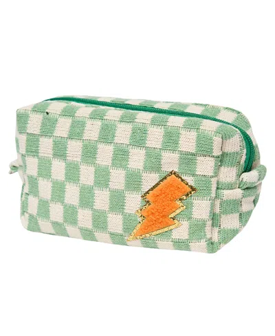 Malibu Sugar Kids' Checkered Cosmetic Bag In Green-white