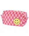 Malibu Sugar Kids' Checkered Cosmetic Bag In Pink-dark Pink