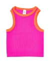 Malibu Sugar Kids'  Contrast Trim Sleeveless Top In Pink