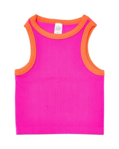 Malibu Sugar Kids'  Contrast Trim Sleeveless Top In Pink