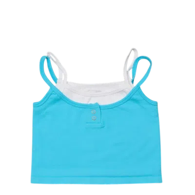 Malibu Sugar Kids'  Double Layer Crop Ribbed Cami W/ Snaps In Multi