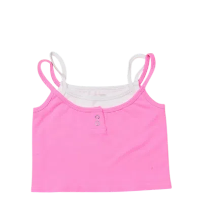Malibu Sugar Kids'  Double Layer Crop Ribbed Cami W/ Snaps In Multi
