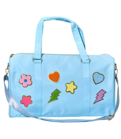 Malibu Sugar Kids'  Duffle Bag With Heart Patches In Blue
