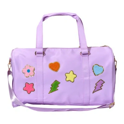 Malibu Sugar Kids'  Duffle Bag With Heart Patches In Purple