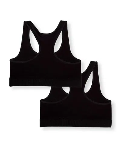 Malibu Sugar Racer Back Sports Bra (bundle Of Two 8-14) - Big Kid In Black-black