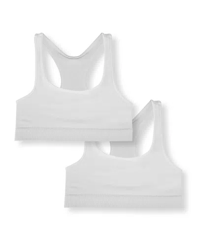 Malibu Sugar Racer Back Sports Bra (bundle Of Two 8-14) - Big Kid In White-white