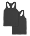 Malibu Sugar Bundle Of Two Ribbed Racer Back Tank Top 7-10 - Big Kid In Black-black