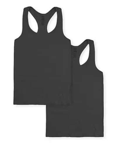 Malibu Sugar Bundle Of Two Ribbed Racer Back Tank Top 7-10 - Big Kid In Black-black