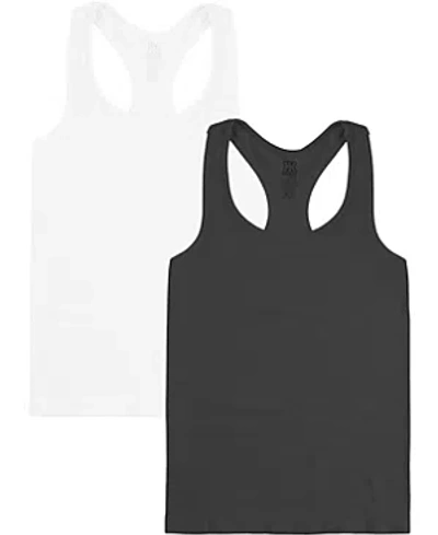Malibu Sugar Bundle Of Two Ribbed Racer Back Tank Top 10-14 - Big Kid In Black-white