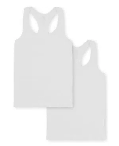 Malibu Sugar Bundle Of Two Ribbed Racer Back Tank Top 7-10 - Big Kid In White-white